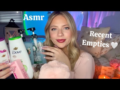 Asmr Recent Empties 🤍 Tapping, Scratching, Whispering