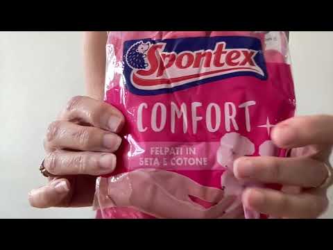 ASMR Mummy Opens New Pink Comfort Spontex Rubber Dishwashing Gloves Relaxing Sounds #rubbergloves