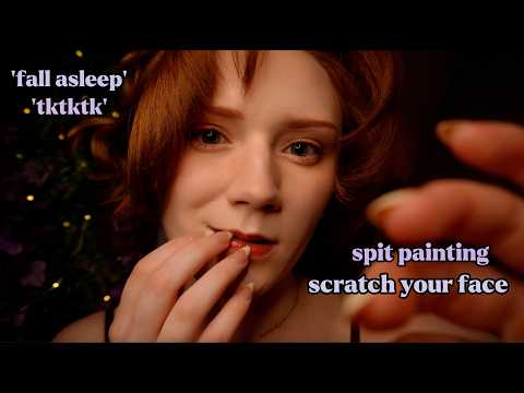 ASMR Gentle Face Touching with Mouth sounds, Mic-Face Scratching 💅