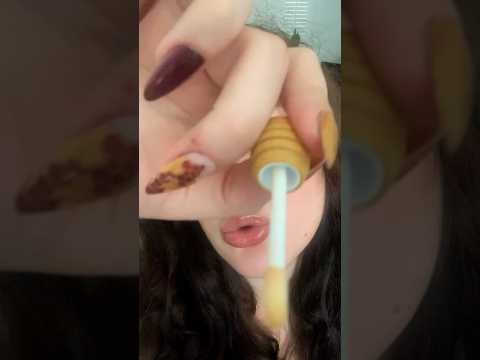 Trying a honey infused lipgloss asmr #relax #mouthsounds #asmrsounds #lipgloss