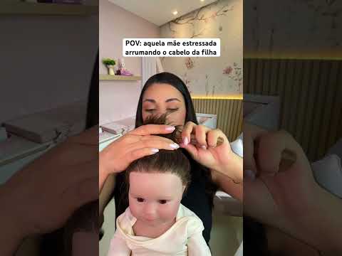 POV: aquela mãe estressada arrumando o cabelo da filha #asmr #humor #asmrbrasil