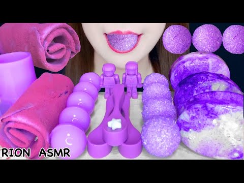 【ASMR】【咀嚼音 】PURPLE DESSERT 紫色のデザート PLANET GUMMI EDIBLE SPOON MUKBANG 먹방 食べる音 EATINGSOUNDS NOTALKING