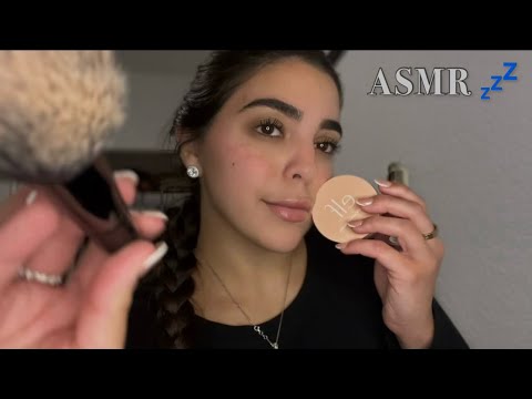 ASMR quick makeup in math class (on screen application, tingles)