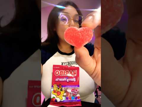 HARIBO ASMR | eating gummy chewy berry hearts sounds #asmr #haribo