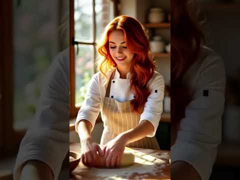 ASMR/ Kitchen asmr/Beautiful red-haired chef woman kneading dough#sleepsounds #asmr #relax #kitchen