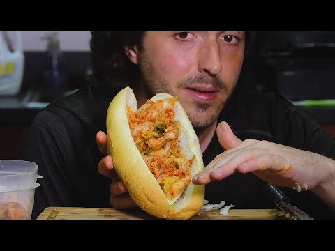 Korean American Kimchi Sandwich Recipe!! ASMR COOKING + EATING w/ Secret Sauce* 김치 핫도그 샌드위치 먹방