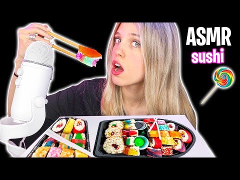 ASMR COMIENDO SUSHI DE GOMINOLA 🍣🍭 (Mouth sounds)