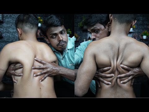 Deep Tissue Back Body ASMR Massage By Strong Wrist Barber | Head And Back Massage With Neck Cracking