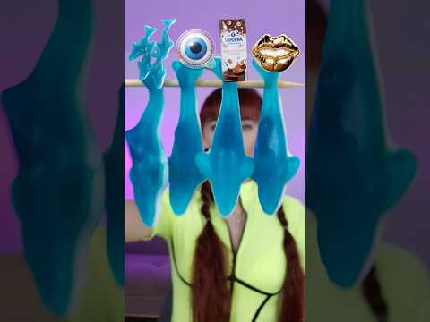 ASMR Gummy Eyeballs, Gummy Sharks, Lollipop, Milk #mukbang #eating