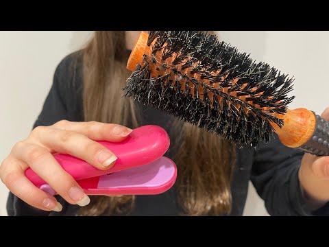 ASMR Straightening your hair | hair combing | actual camera touching | lo-fi