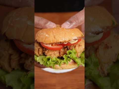 🔥 ASMR Chicken Crispy Burger | Ultimate Crunch Bite | Satisfying Sounds | No Talking #shorts #asmr