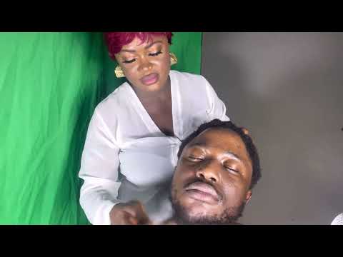ASMR✨HAIR PARTING ON MY HUSBAND, SCRATCHING, SHEA BUTTER APPLICATION,WITH BEARD PLAY.