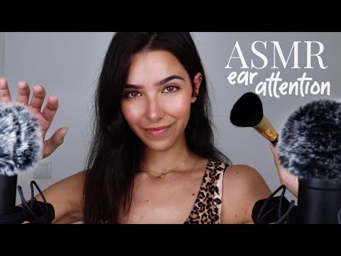 ASMR Closeup Ear Attention (Mic scratching, Mic brushing, Kisses, Intense & Soft sounds...)