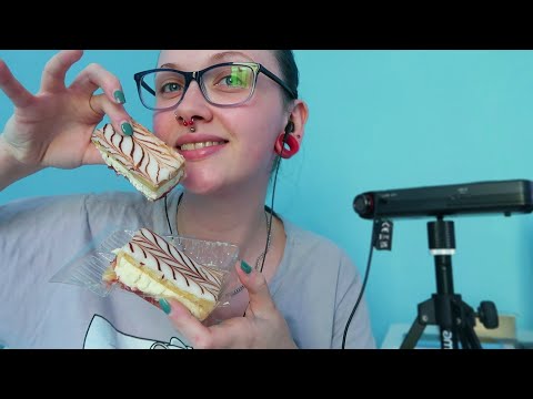 ASMR Eating Fresh Cream Vanilla Slice Pastries | EATING SOUNDS
