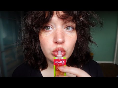 ASMR eating SLIME  (wet and sticky mouth sounds, whispers)