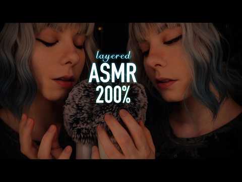 layered ASMR | 200% "Shh, Relax" slow, gentle Fluffy Mic & cozy, soft Whispering - Fire Ambience