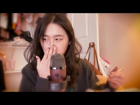 ASMR 🍣 inaudible whisper eating sushi but there's no eating sounds...??