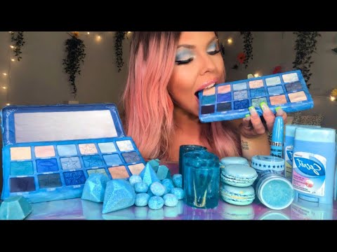 ASMR EDIBLE JEFFREE STAR BLUE BLOOD PALETTE (FAKE), CANDY MAKE UP, DIAMONDS, SHOT GLASS MUKBANG 먹방