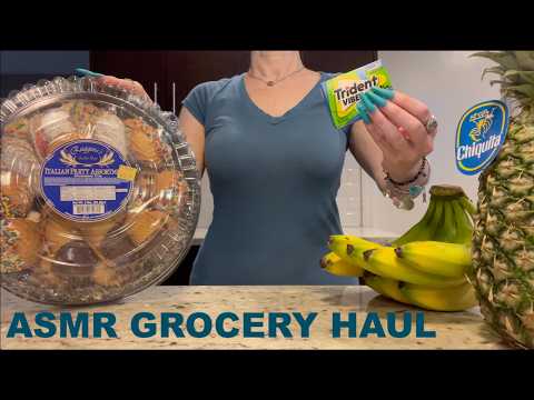 ASMR Gum Chewing Grocery Haul | Whispered Ramble & Tapping