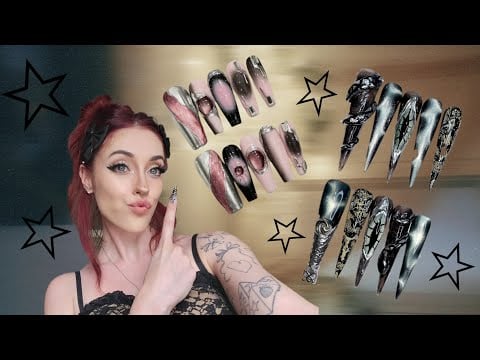 asmr ✶⋆.° i impulse bought too many gothic nails from shein