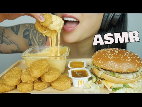 ASMR McDonalds CHICKEN NUGGETS + BIG MAC BURGER + CHEESE SAUCE (EATING SOUNDS) NO TALKING | SAS-ASMR