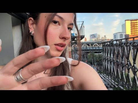 ASMR on my fire escape! city sounds, camera tapping & scratching, close up whispers