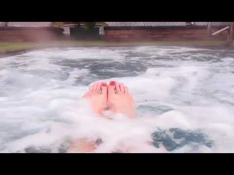 ASMR bare feet toes in the hot bubbling water sounds relaxing