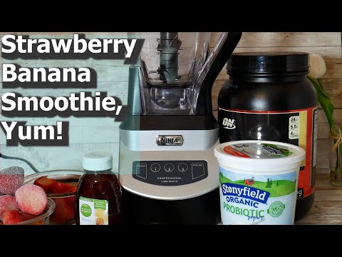 ASMR Strawberry Banana Protein Smoothie, No Talking