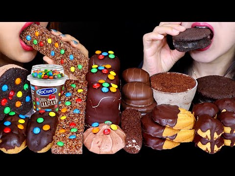 ASMR M&M'S GIANT CHOCOLATE MARSHMALLOWS, ICE CREAM SANDWICH, CHOCOLATE CREAM PUFFS, TIRAMISU CAKE 먹방