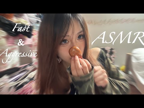 Trying 💨 fast & aggressive ASMR for the first time | scratching & tapping | mouth sounds 