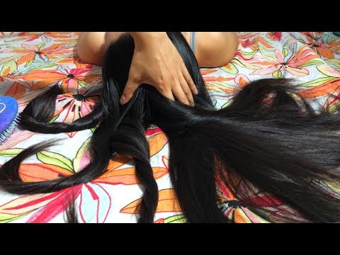 ASMR MIC ON THE BRUSH #3: Comforting Hair Brushing LAYING DOWN + HairPlay/ Hair Stroking!! (LOOPED)