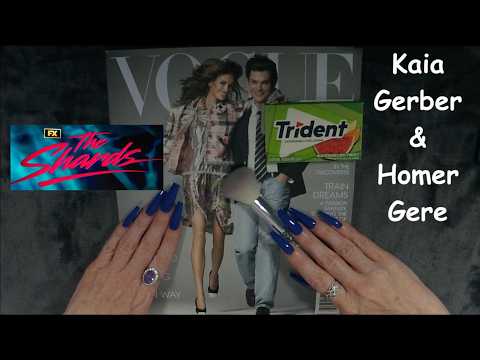 ASMR Gum Chewing Magazine Flip Through | VOGUE Kaia Gerber & Homer Gere | The Shards