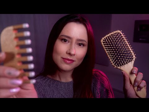 ASMR Hair play until you fall asleep 💫😴 hair brushing, scissors, face brushing, personal attention