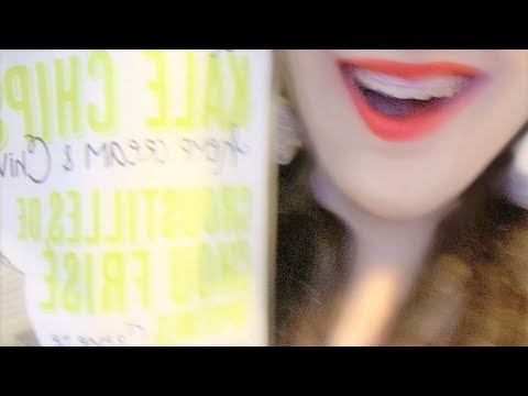 ASMR Eating Sounds - Kale Chips Crunchy Sounds & Whispering + Crinkle Bag