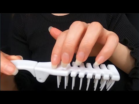 【ASMR】プラスチックヘアブラシをネイルタッピング/高速/nail tapping/音フェチ/無言/no talking/