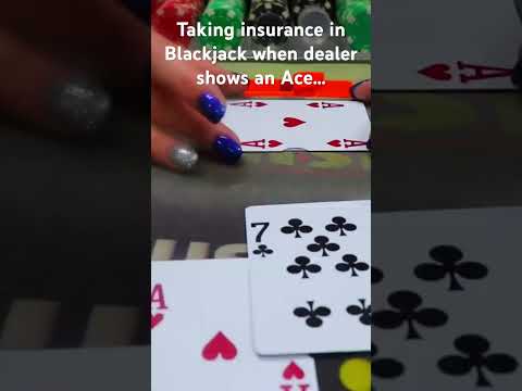 Taking Insurance in Blackjack when Dealer shows an Ace.. #blackjack #casino #ASMR #shorts