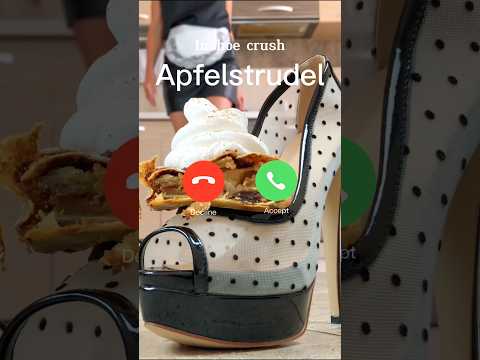 Pea vs. Whipped Cream Apfelstrudel! Crushing Food in Heels! Oddly Satisfying! ASMR