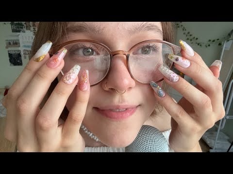 ASMR ~ glasses tapping, mic scratching & tongue clicking🤍