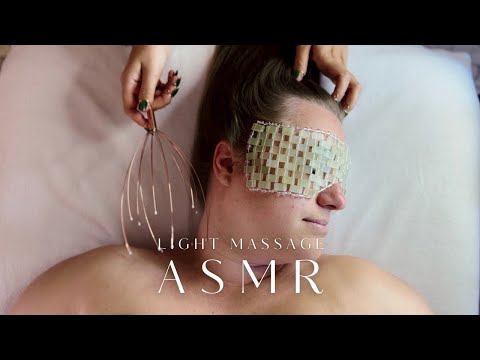ASMR Massage With Tickle-Tools Put Her OUT [No Talking] [Rain Sounds]