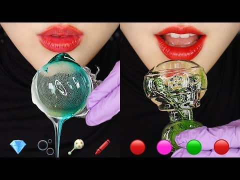 SATISFYING ICE EATING SOUND ASMR FROZEN WAX CANDY HONEY JELLY ASMR MARSHMALLOW ASMR 💓