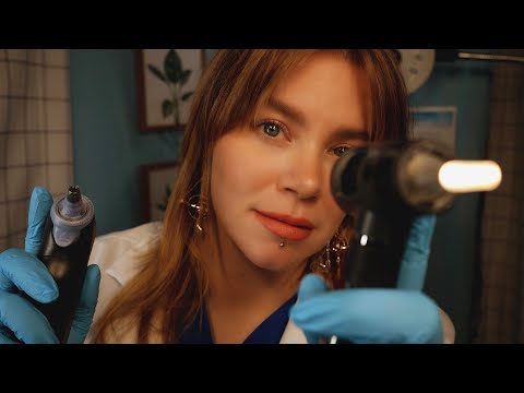 ASMR Ear Cleaning & Exam | Ear Thermometer, Head Turning