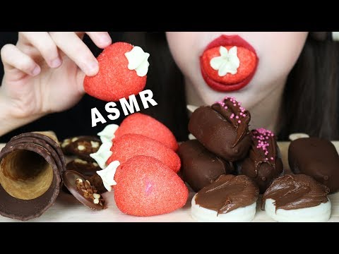 ASMR NUTELLA CHOCOLATE ICE CREAM BARS, CONES, FOAM STRAWBERRIES, OREO (EATING SOUNDS) No Talking