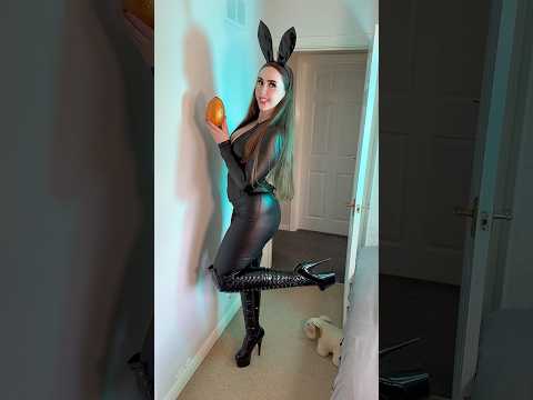Rate my Leather Easter Bunny out of 10?🐰🥕🖤 (last years look) #leather #boots #cosplay #catsuit