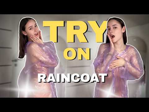 [4K USA] Pink Transparent Raincoat 💗 Soft Candy Tones, Graceful Motion & Light PVC Elegance