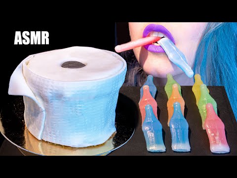 ASMR: EDIBLE TOILET PAPER ROLL & WAX CANDY BOTTLES | Weird Candy 🍭 ~ Relaxing [No Talking|V] 😻