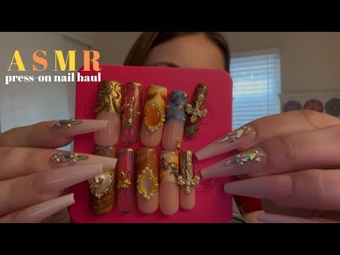 ASMR  press on nail haul w/ ramble *tapping*scratching*