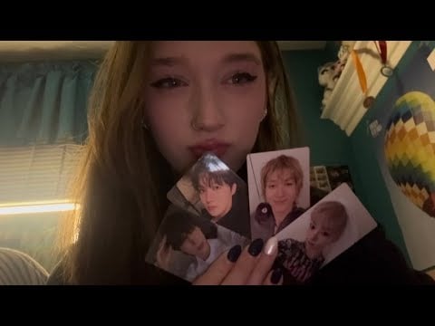 ASMR showing you my photocard collection 💖 (mouth sounds, tapping + tracing)