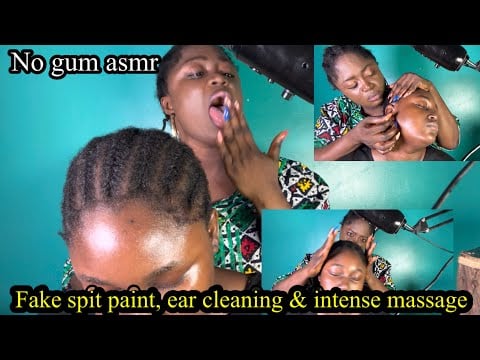 Asmr✨No gum Fake spit paint and intense scalp massage with tools on corn row
