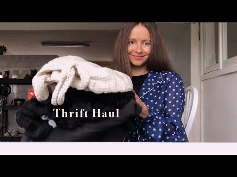 ASMR Try-On Thrift Haul 💙 Faux Fur Coat, Preppy Jacket, Disco Party Top 💙 Soft Spoken Whispering 💙