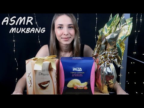 ASMR - COMENDO OVOS DE PÁSCOA CAROS 🐰 (invadiram o vídeo)